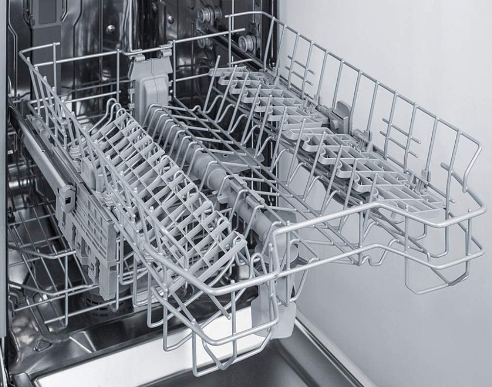 Summit DW18SS4 18 Built In Dishwasher with 8 Place Settings Energy Star Digital Touch Controls Stainless Steel Interior Adjustable Smart Fold Shelf