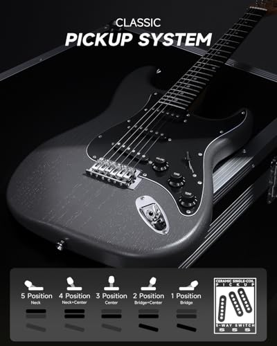DONNER DST-80 Electric Guitar 39” Beginner Electric Guitar Kit with Amp, Classic SSS Pickup Complete with Gig Bag, Tuner, Capo, Strap, Picks