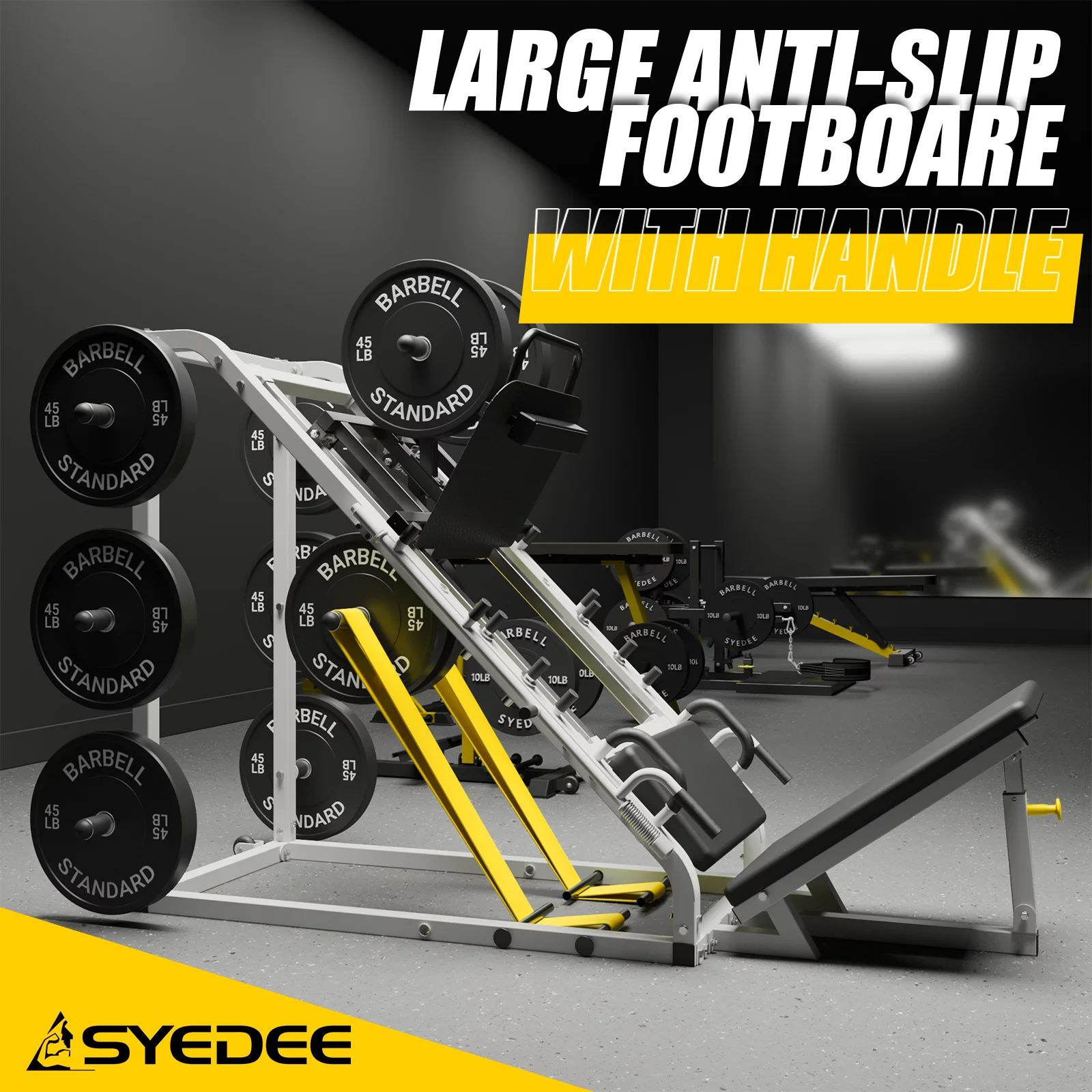 syedee Leg Press Machine with Calf Block, 1500LBS Weight Capacity Adjustable Leg Machine with Resistance Band Pegs and Plate Storages