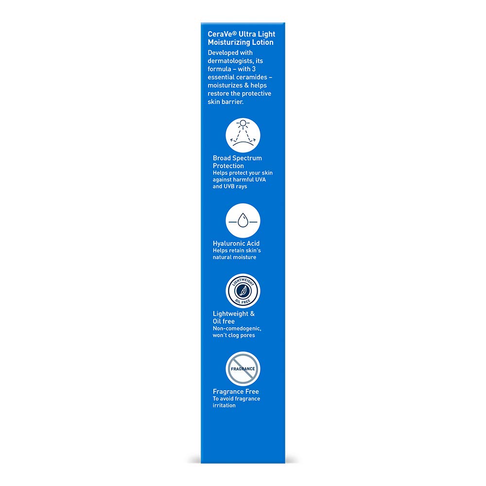 CeraVe Ultra-Light Moisturizing Lotion With SPF 30| Daily Face Moisturizer with SPF | Formulated with Hyaluronic Acid & Ceramides | Broad Spectrum