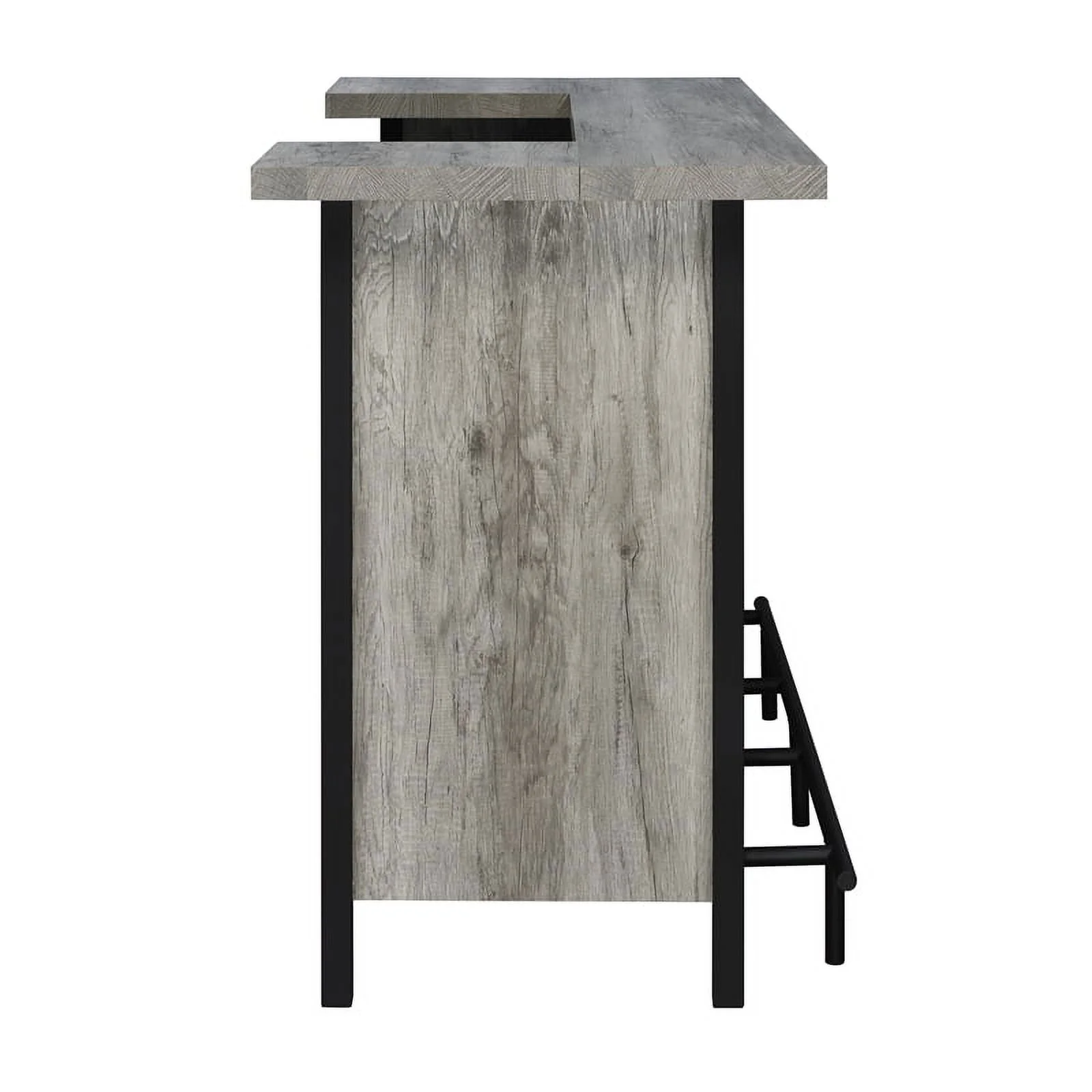 Pemberly Row 70.75"W Modern Wood Bar Unit in Gray Driftwood/Black