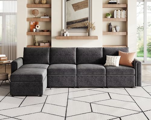 LINSY HOME Modular Sectional Sofa, Convertible U Shaped Sofa Couch with Storage, Memory Foam, Modular Sectionals with Ottomans