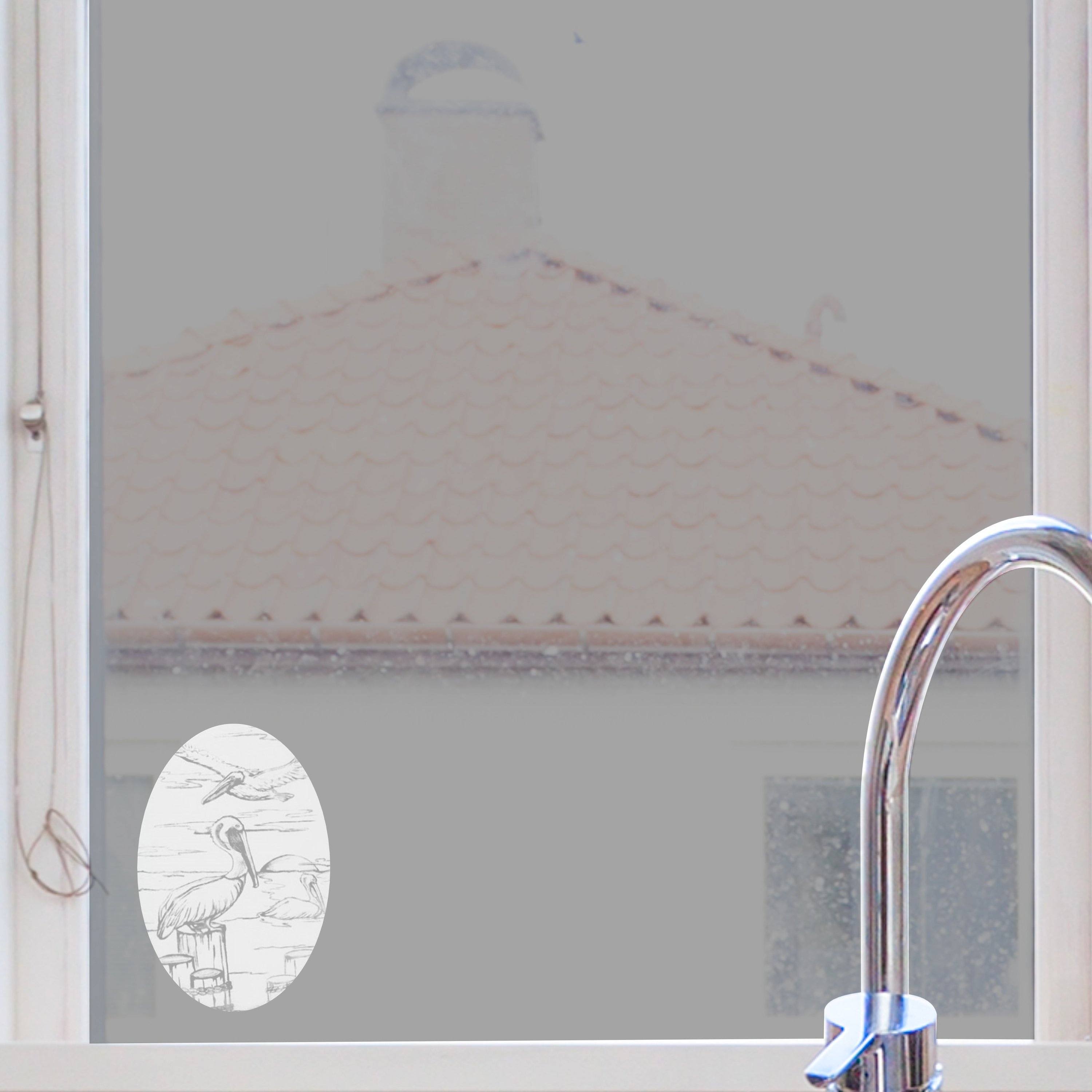 Etched Glass Decal | Static Cling Decals | Pelican Decal | Bird Decal 21x22 x 33x22