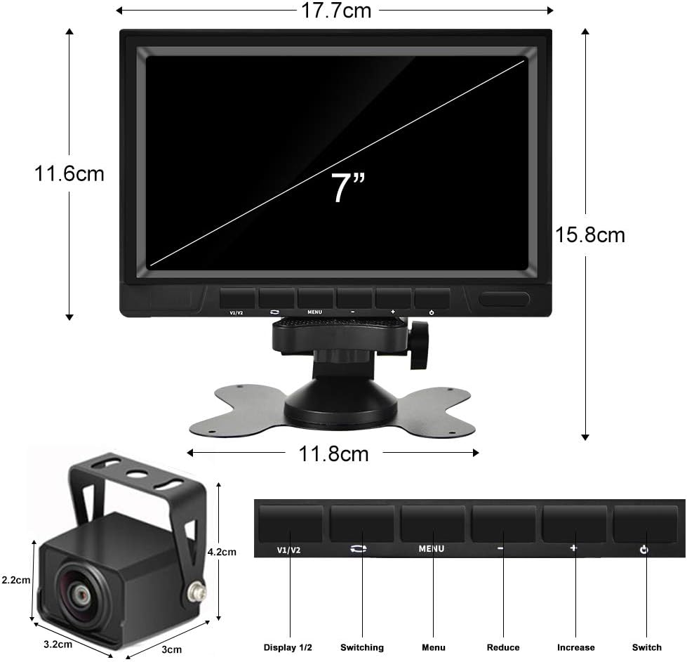 HD 1080P RV Backup Camera with 7 Inch DVR Split Screen Monitor for RVs,Trucks,Trailers, Rear and Front View Cameras, Color IR Night Vision