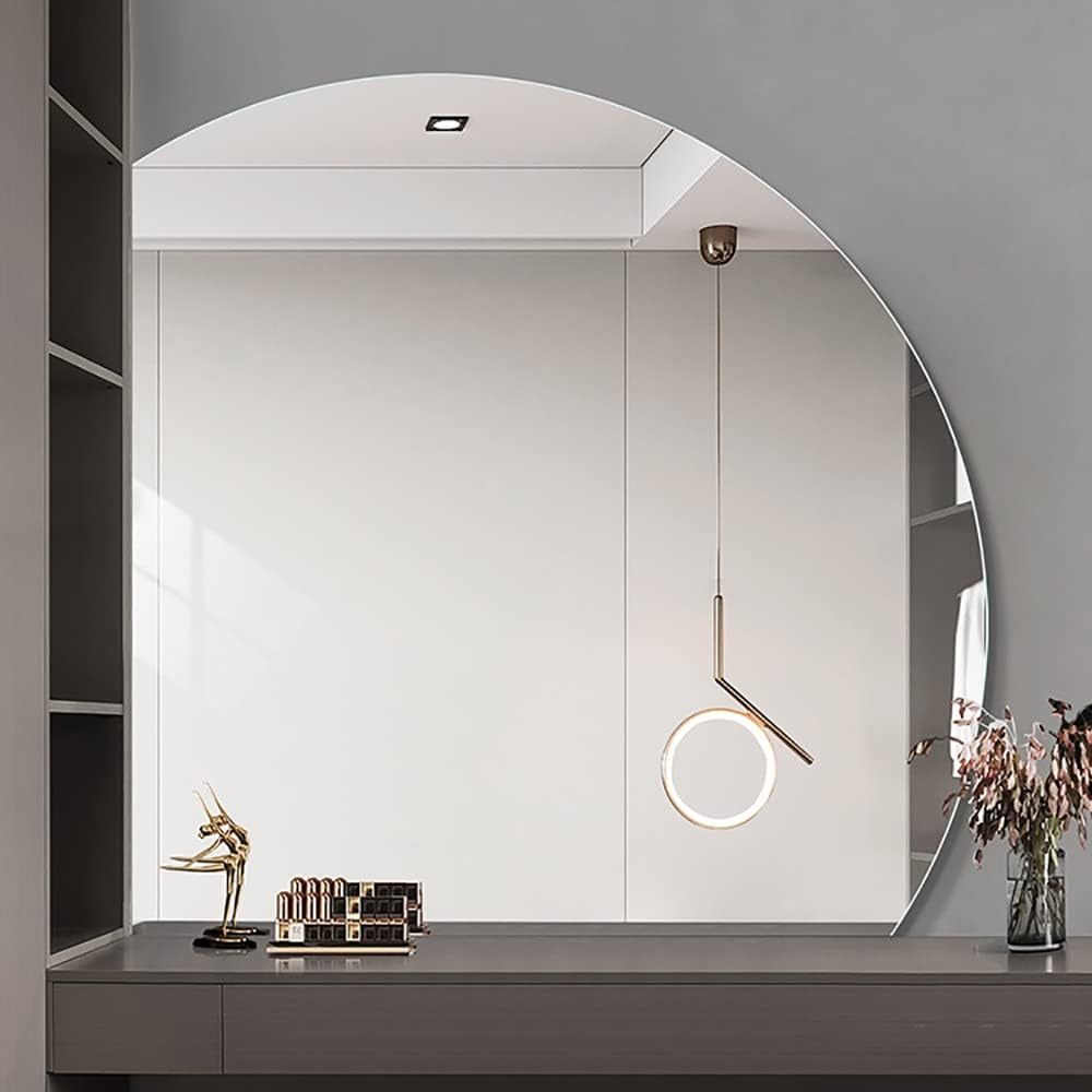 Bathroom Mirror Large Bathroom Mirror Half Circle Wall Mirror ? 100CM Fashion Vanity Mirror HD Entryways Decorative Mirror Explosion Proof Makeup