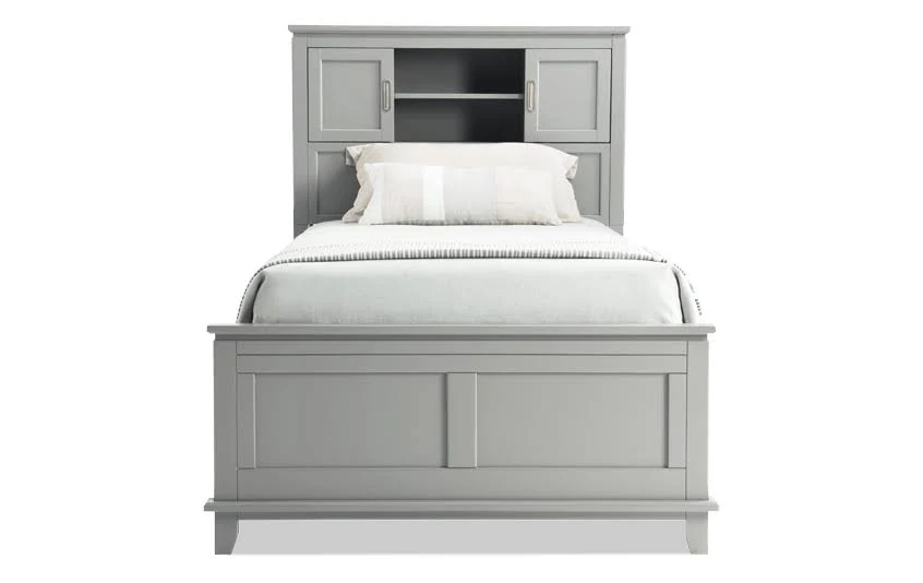 Chadwick Twin Bookcase Bed in Gray | Transitional Kids& Storage Beds MDF/Poplar Solids/Veneers by Bob&s Discount Furniture