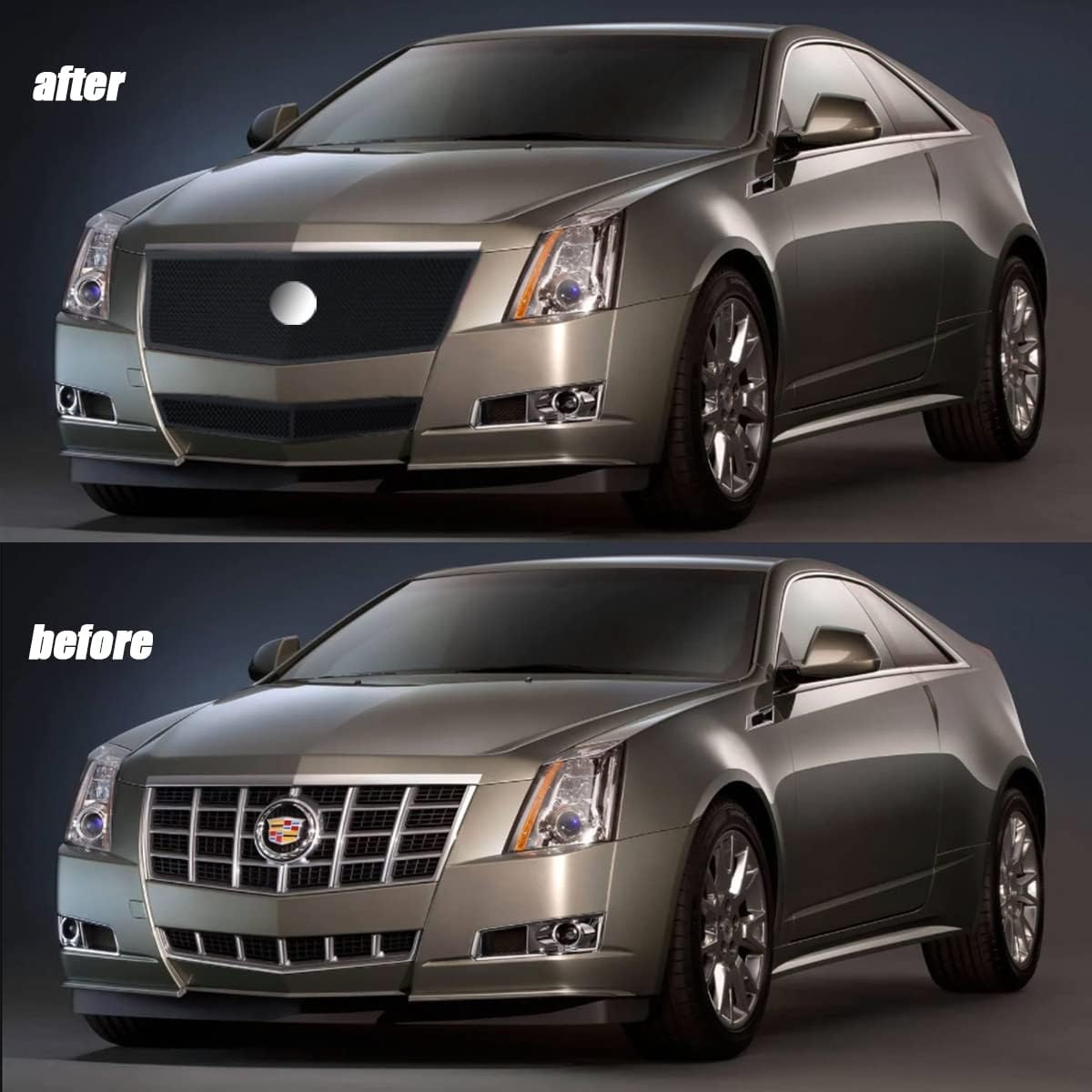 Compatible with 2008-2013 Cadillac CTS Stainless Steel Mesh Grille Grill Insert Combo (Not For CTS-V or model with Adaptive Cruise Control) (chrome