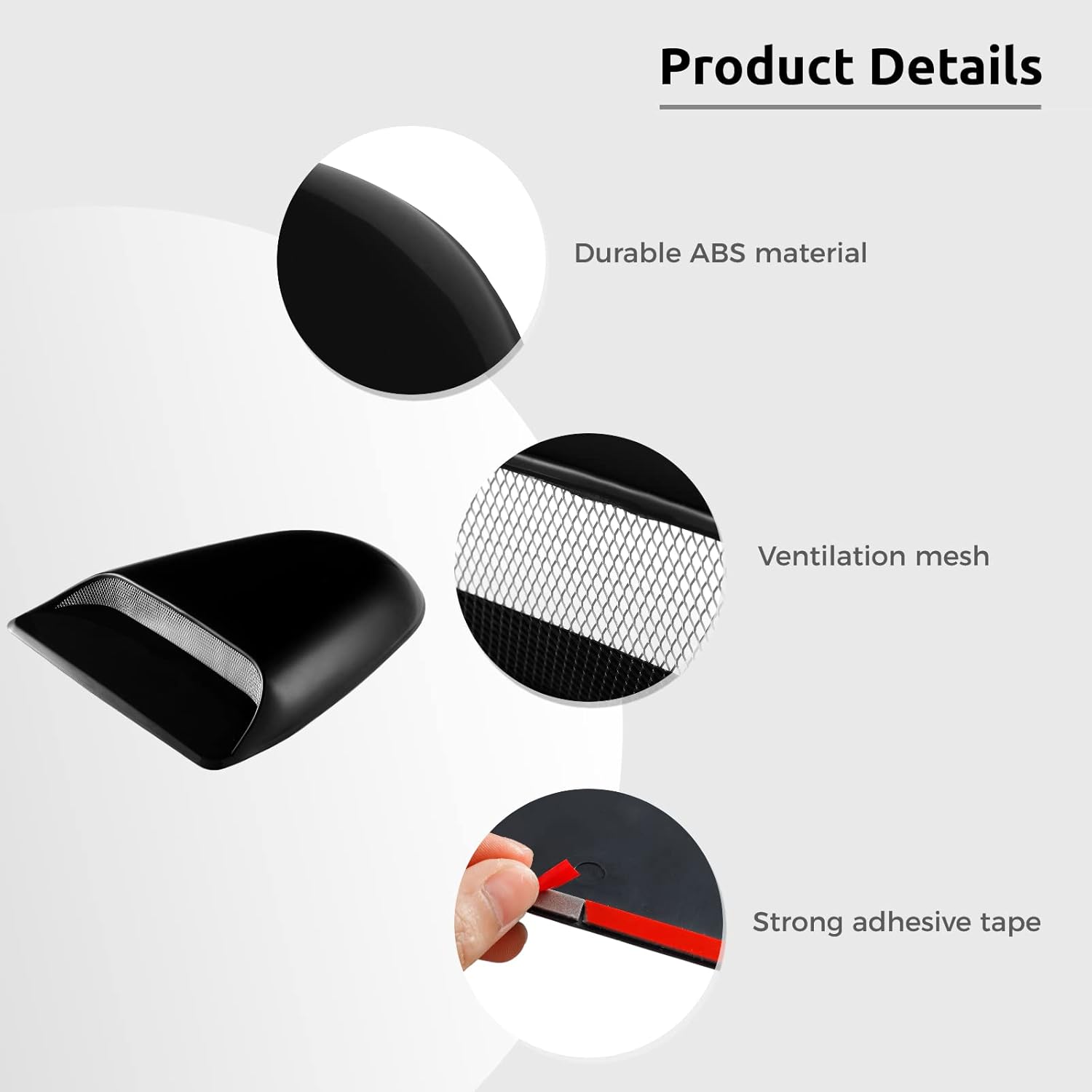 Car Hood Scoop, Front Hood Vent Cover for Decorative or Air Flow Intake and Aero Dynamic, Universal Fit for Pickup Trucks, SUVs, Sedans