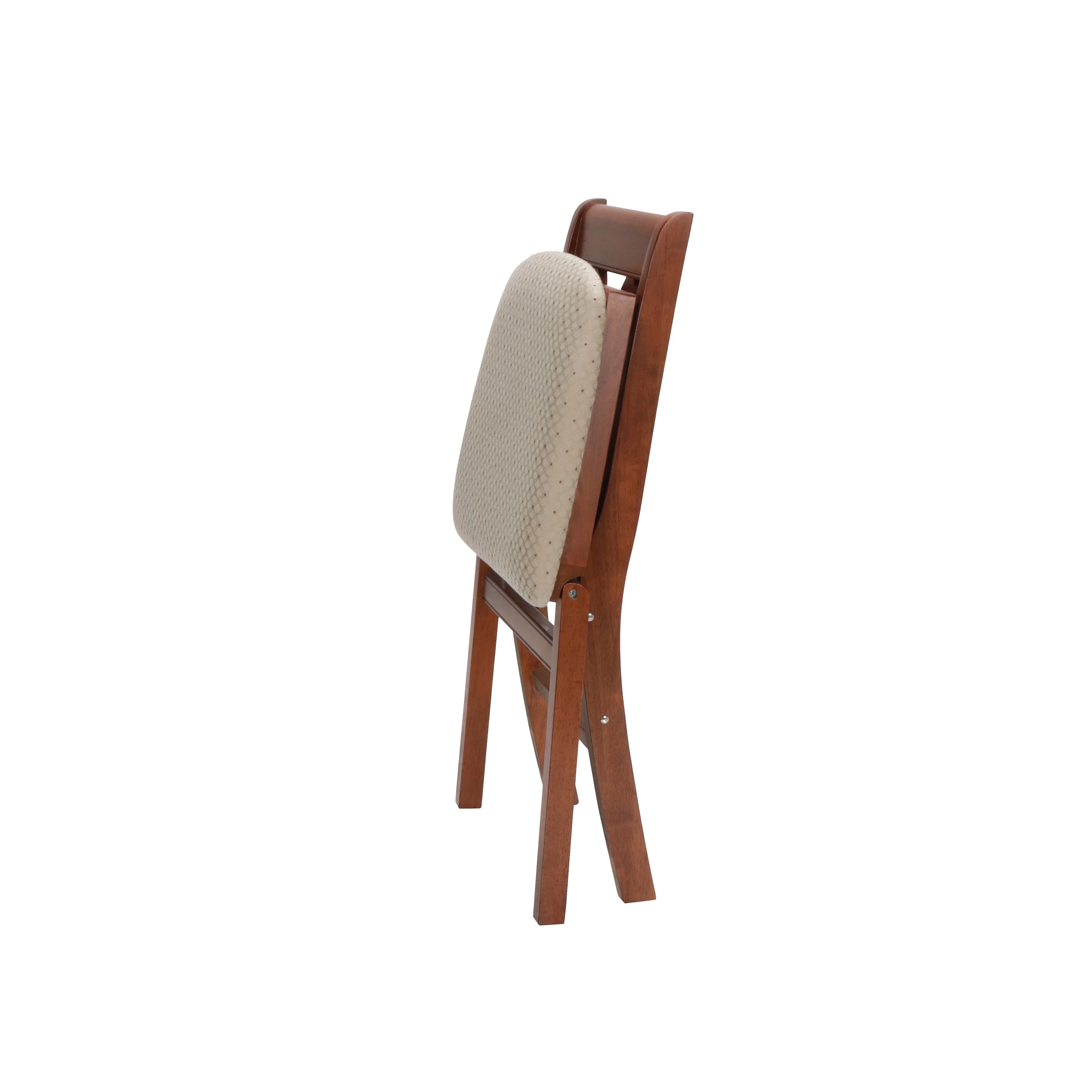 Stakmore Hardwood Traditional Music Back Folding Chair - Light Cherry Finish and Blush Upholstery (2 Pack)