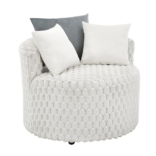 360 Swivel Accent Barrel Chair with Storage Ottoman & Headrest