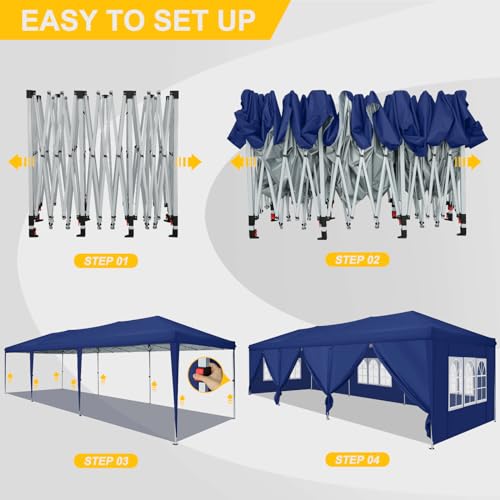 COBIZI Canopy 10x20 Pop Up Canopy Tent with 6 Sidewalls Party Tents for Parties Weddings Backyard Waterproof Canopy Outdoor Commercial Canopy Event