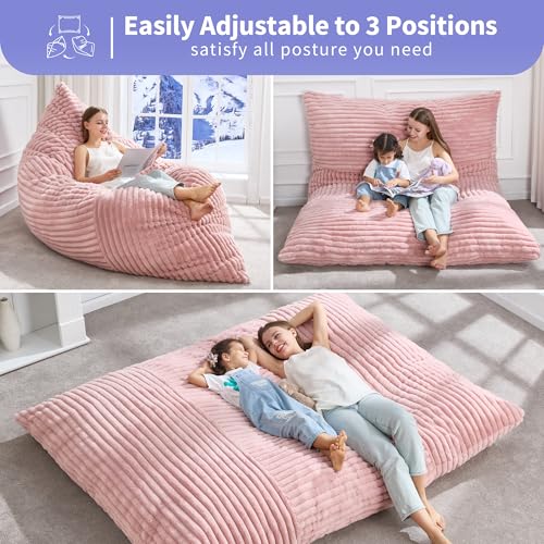 Hobestluk 3 in 1 Bean Bag Chair Giant Bean Bag Chairs Convertible Bean Bag Floor Cushion with Machine Washable Cover