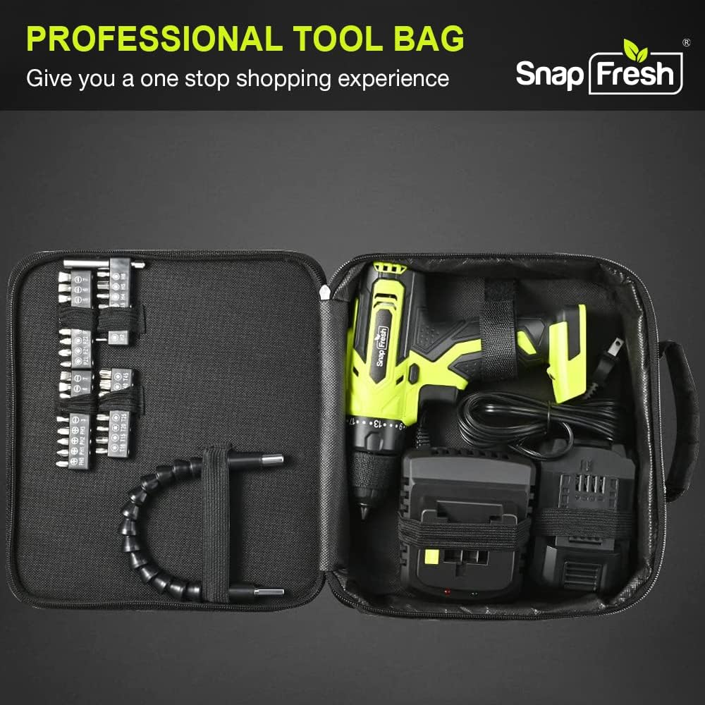 Cordless Drill - SnapFresh 20V Cordless Drill with Battery and Charger, Power Drill Set with 2 Variable Speed, 21+1 Torque Setting, Lightweight, LED