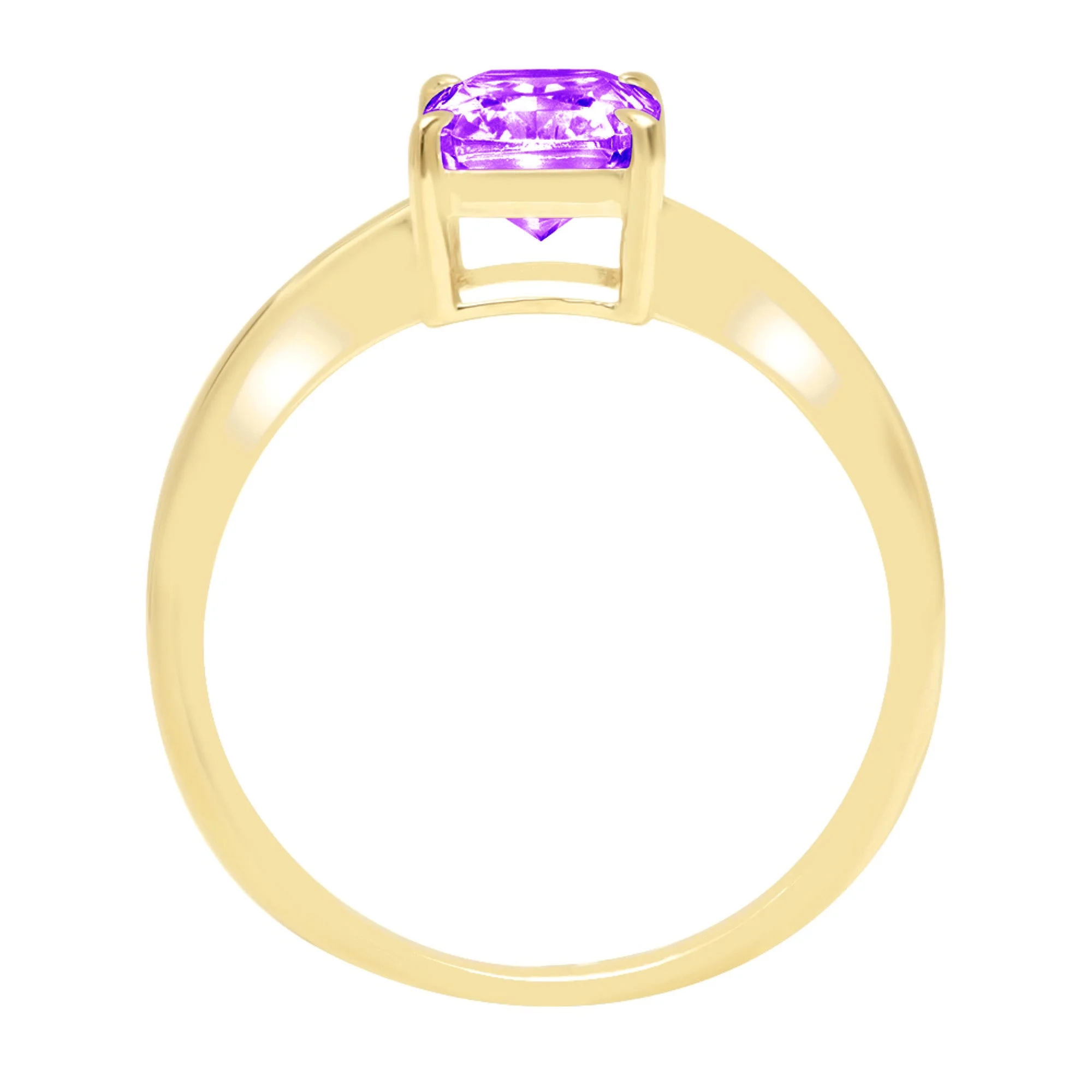 1.75ct Radiant Cut Purple Natural Amethyst 14k Yellow Gold Engraving Statement Anniversary Engagement Wedding Solitaire Ring Size 3.75