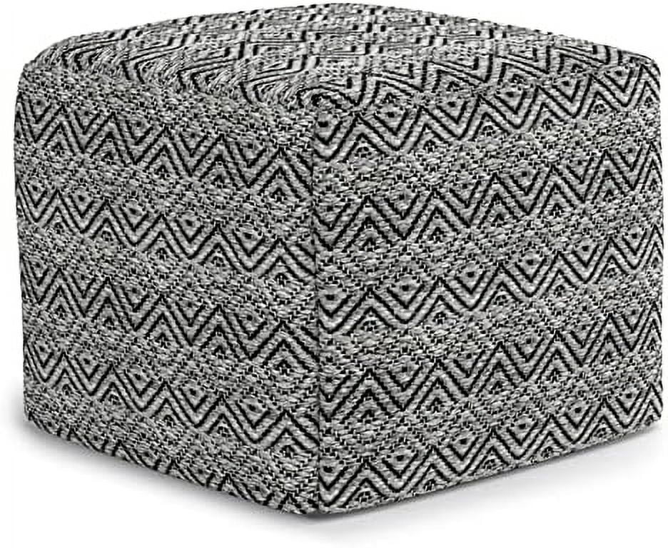 Boho Square Pouf Ottoman, Small Hand Knitted Hassock Footrest For Living Room, Cotton Woven Bean Bag Foot Stool For Couch