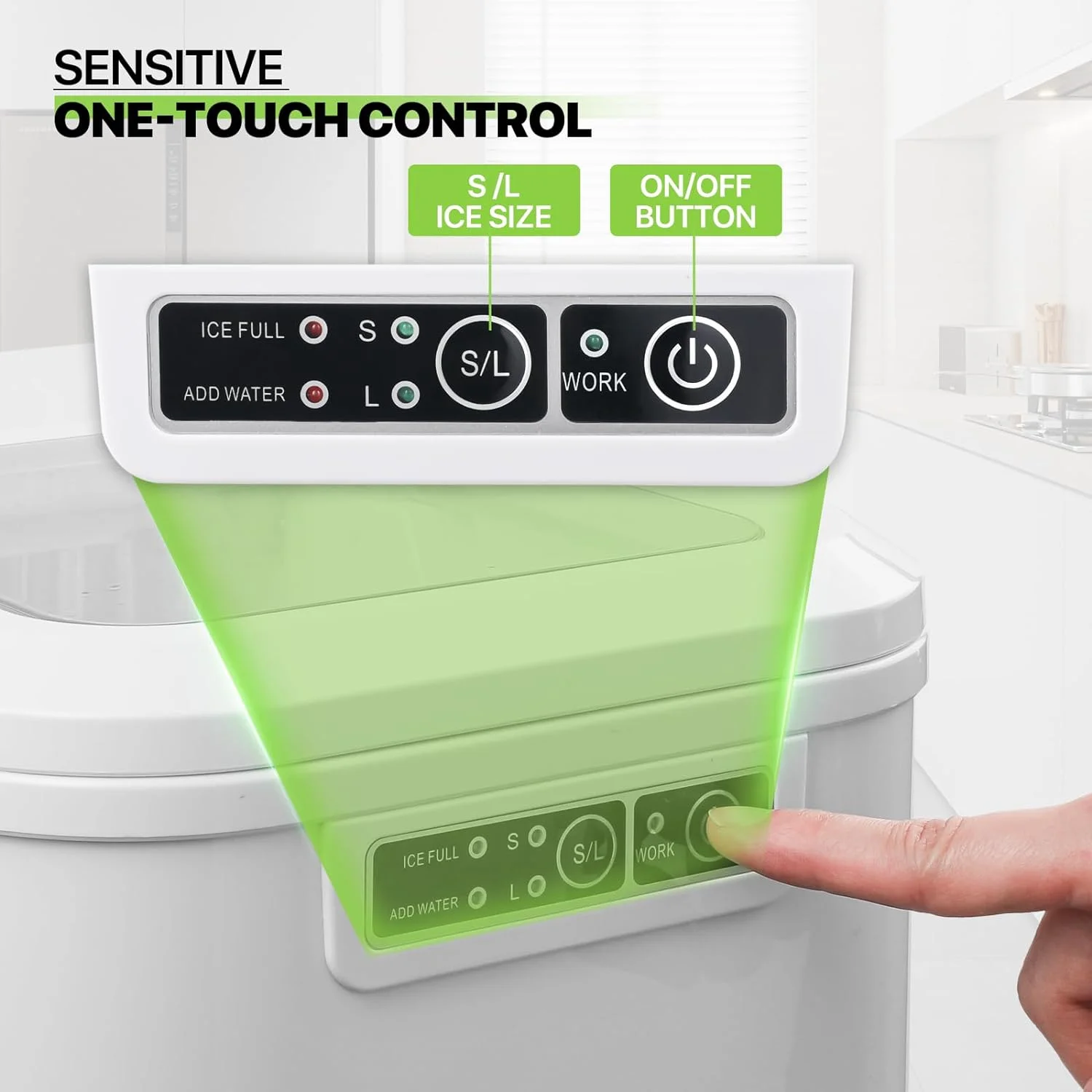 Ice Maker Countertop 9 Cubes Ready in 10Mins, 26lbs in 24Hours, 2 Sizes Bullet Shaped Ice, Ice Maker Machine with Ice Scoop and Basket
