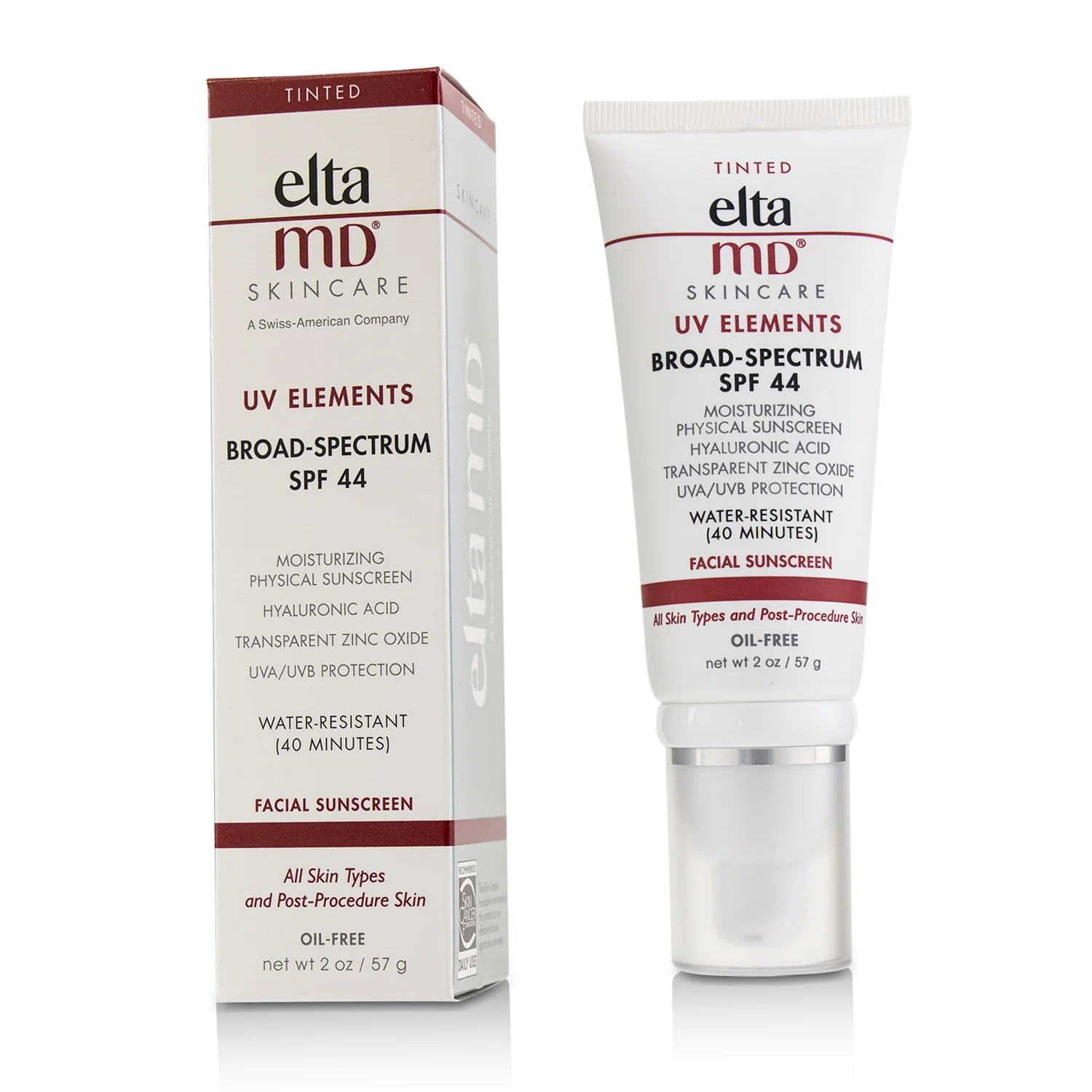 EltaMD UV Elements Moisturizing Physical Tinted Facial Sunscreen SPF 44 - For All Skin Types & Post-Procedure Skin (Unboxed) 57g/2oz