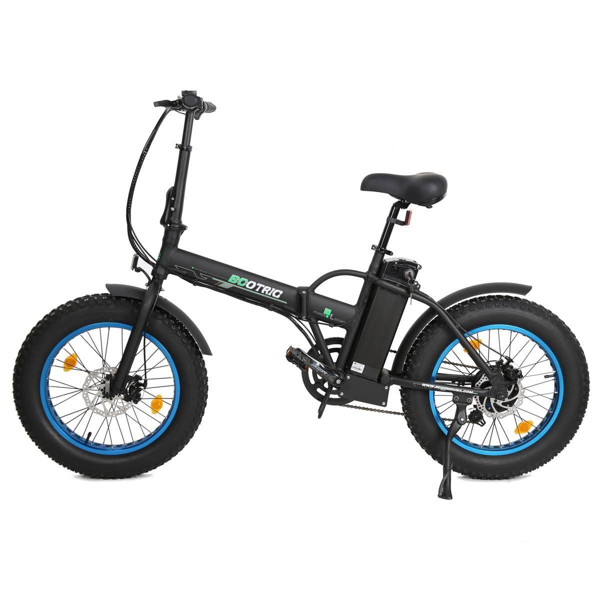 Ecotric 500W Folding Fat Tire Electric Bike Black/Blue