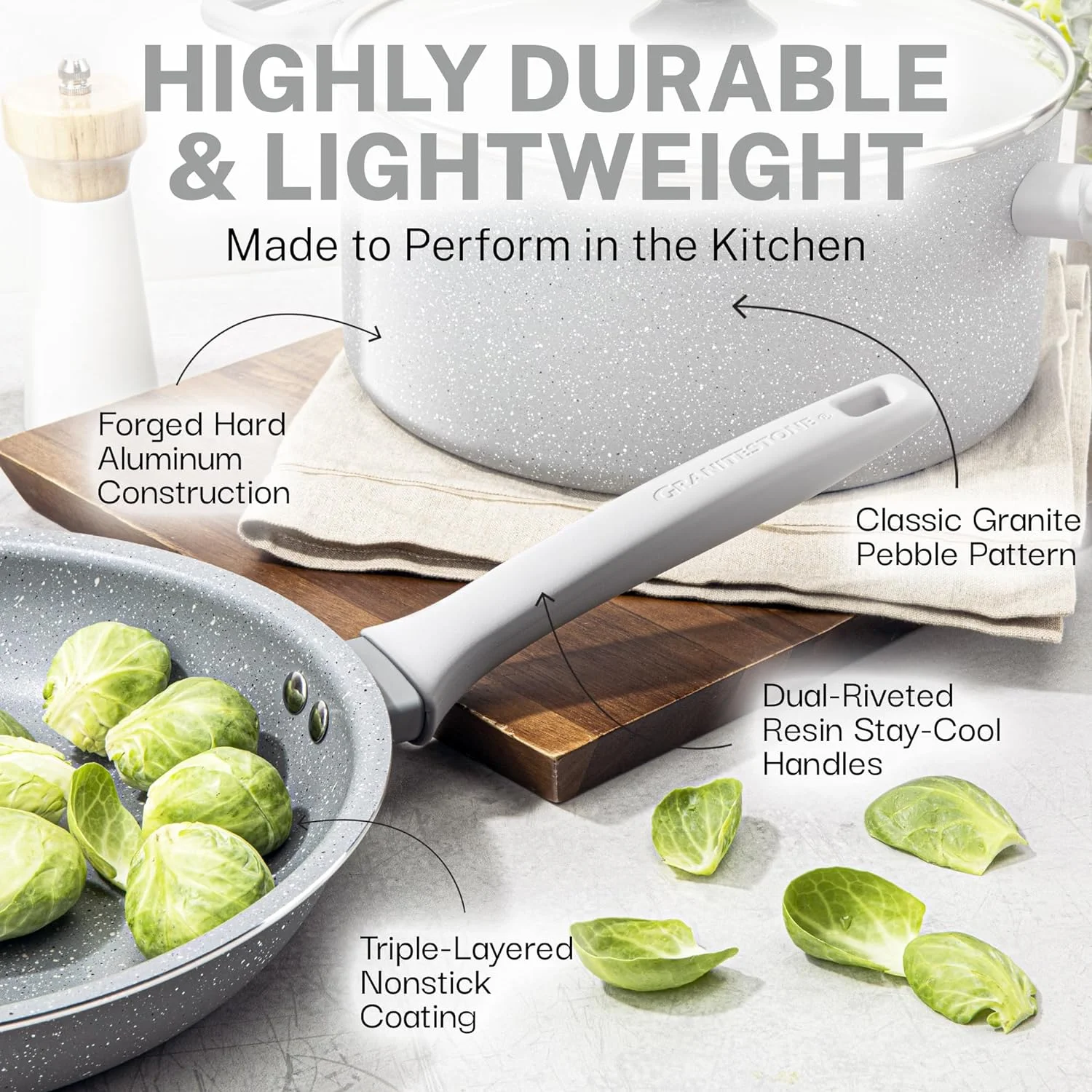 Granitestone 20 Pc Pots and Pans Set Non Stick Cookware Set, Kitchen Cookware Sets - Radiant Selections