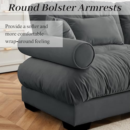 130" Modular Sectional Sofa,Velvet Upholstered Couches for Living Room,3 Seater Green Sofa Couch with Movable Ottoman