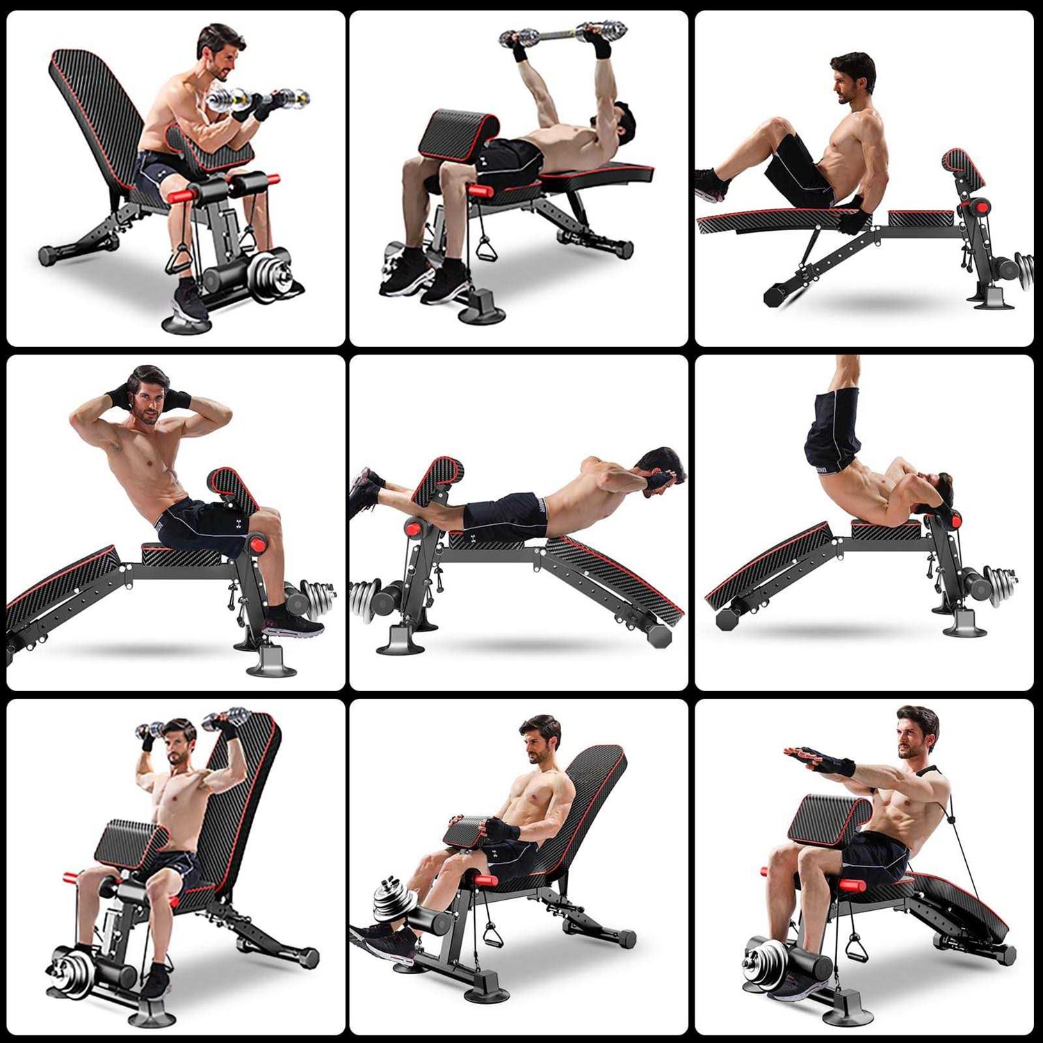 K KiNGKANG Adjustable Weight Bench,Utility Workout Bench Foldable Incline Decline Benches for Home Gym Full Body Workout,Load 600LBS