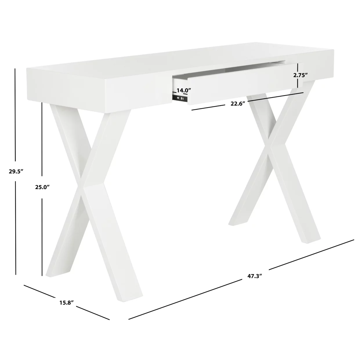 SAFAVIEH Alessia Mid-Century Lacquer One Drawer Vanity Desk White