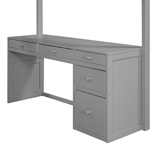 Harper & Bright Designs Full Size Loft Bed with Wardrobe and Desk, Solid Wood Loft Bed Frame with Storage, for Kids Teens Adults (Full Size, White)