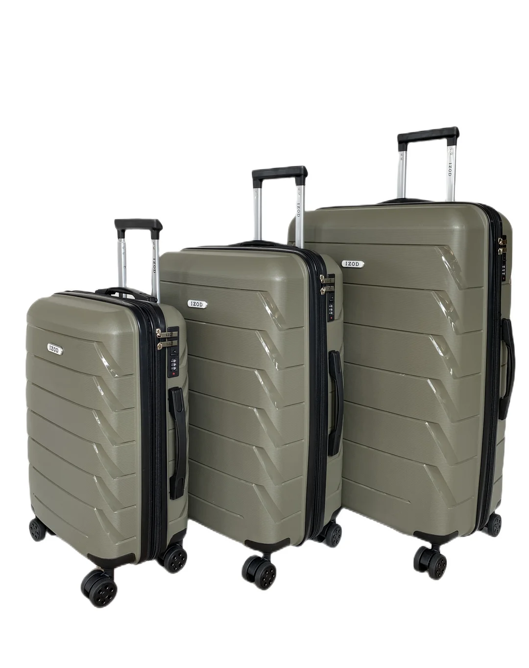 IZOD Ashley Polycarbonate Hard shell Expandable Lightweight 360 Dual Spinning Wheels Combo Lock 28", 24", 20" 3 Piece Luggage Set / Sage