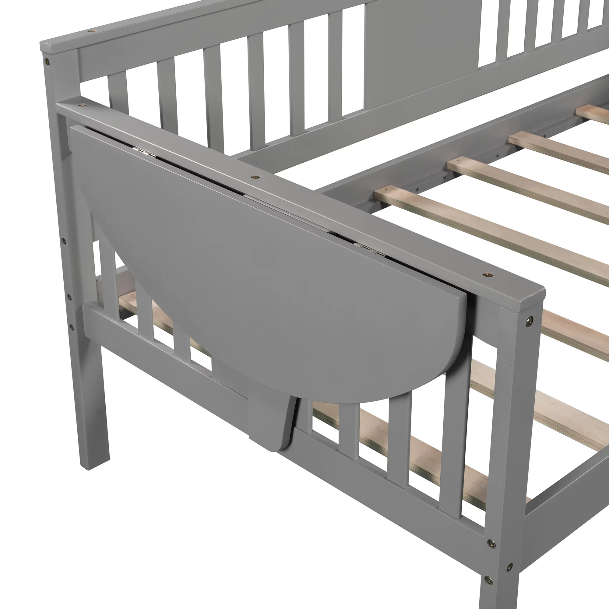 Solid Wood Daybed with Rails, Daybed Frame, Wooden Slats Support, No Box Spring Needed, Clean Lines Design