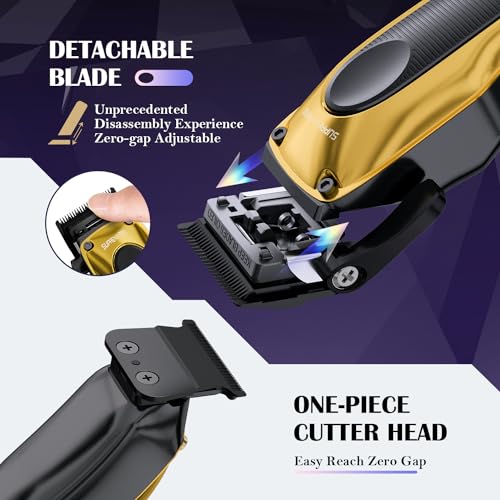 Professional Hair Clippers for Men - High Torque Brushless Motor & Detachable Blade - Cordless Hair Trimmer Set for Barbers with Charging Base