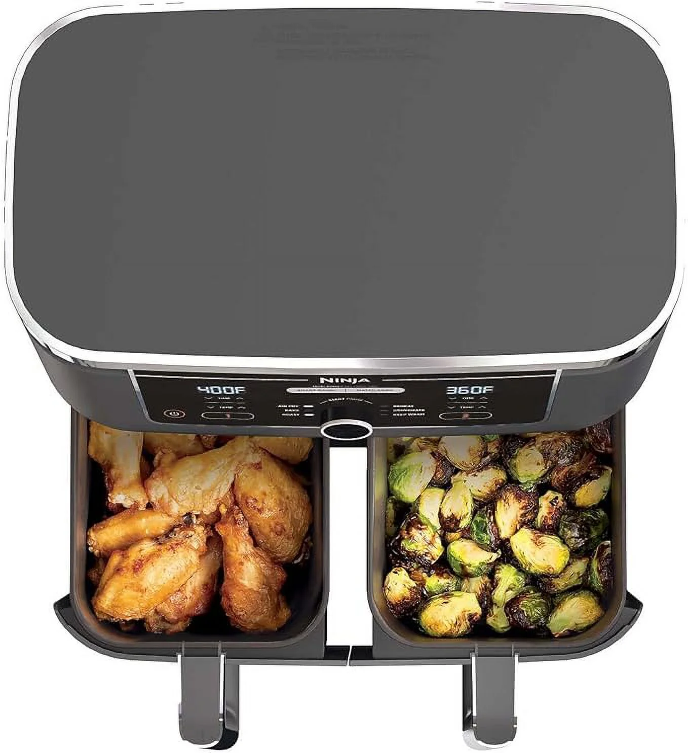 Open Box Ninja Foodi 6 in1 10qt XL 2 Basket Air Fryer DualZone Technology AD350C0 - Grey