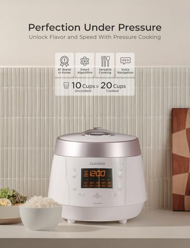 CUCKOO CRP-P0609S 6-Cup (Uncooked) / 12-Cup (Cooked) High Pressure Rice Cooker & Warmer with Nonstick Inner Pot, 12 Menu Options, Fuzzy Logic Tech