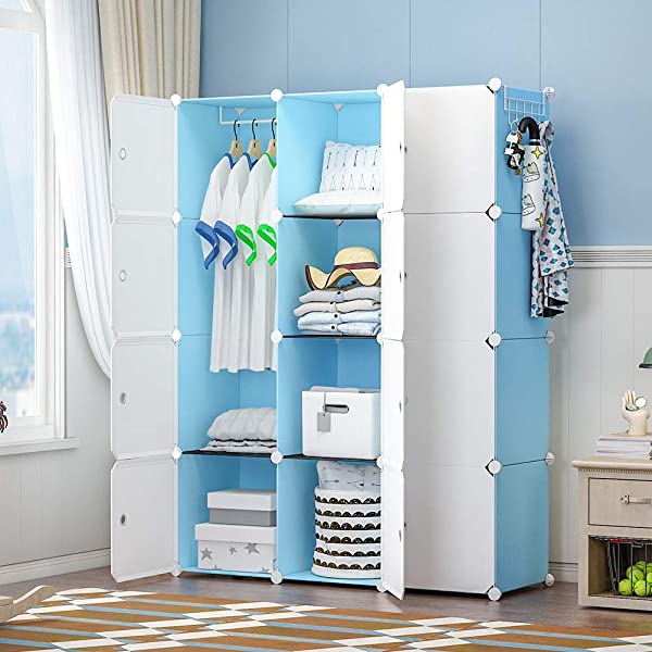 YOZO Cube Storage Organzier Portable Closet Wardrobe Bedroom Dresser (71x14x71 inches) Portable Closet Cube Shelf Armoire Pantry Cabinet, 25 Cubes