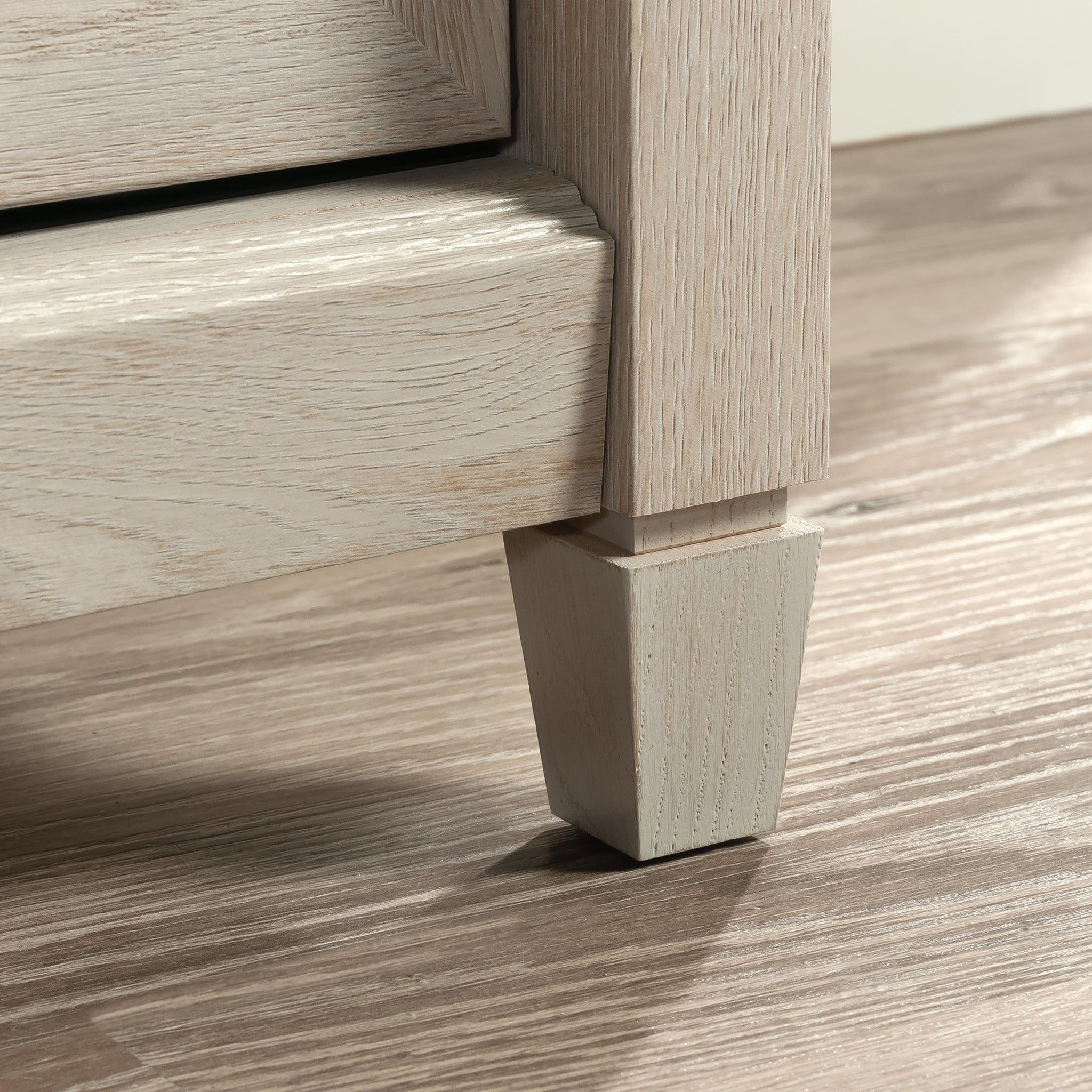 Sauder Edge Water TV Stand with Shelves & Sliding Doors, for TVs up to 65", Chalked Chestnut Finish