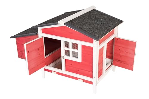 GOJOOASIS 80" Chicken Coop for 2-4 Chickens Outdoor Wooden Hen House Poultry Pet Hutch for Backyard w/Run Cage & Nesting Box(A)
