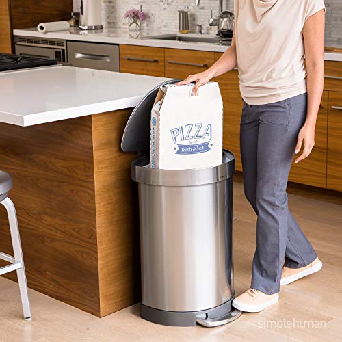 simplehuman 45 Liter / 12 Gallon Semi-Round Automatic Sensor Trash Can, Brushed Stainless Steel