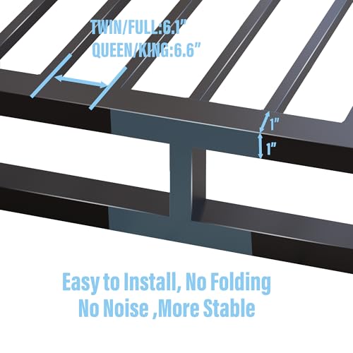 6 Inch Queen Bed Frame with Steel Slat Support, Low Profile Queen Metal Platform Bed Frame Support Mattress Foundation
