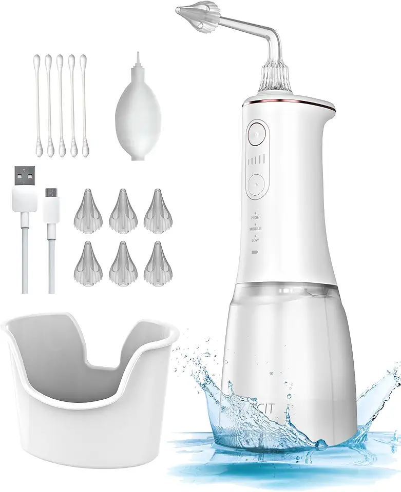 Powered Ear Wax Removal Kit, Electric Ear Cleaner Irrigation, Earwax Flusher System, Triple Jet Stream with 3 Pressure Settings for Ear Wax Buildup