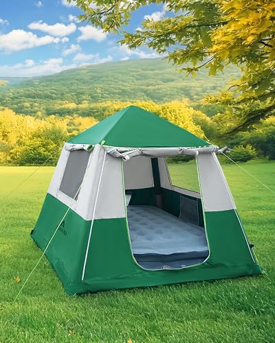 14.1'x6.5'x9' Inflatable Tents for Camping, Portable 6/8/10 Person Blow Up Air Tent