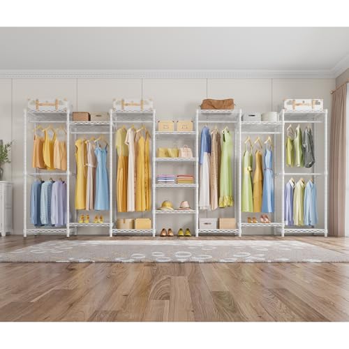 VIPEK V5 Portable Closet Wardrobe Heavy Duty Clothes Rack, Freestanding Clothing Rack with 4 Hang Rods & 8 Shelves, Adjustable Closet Racks