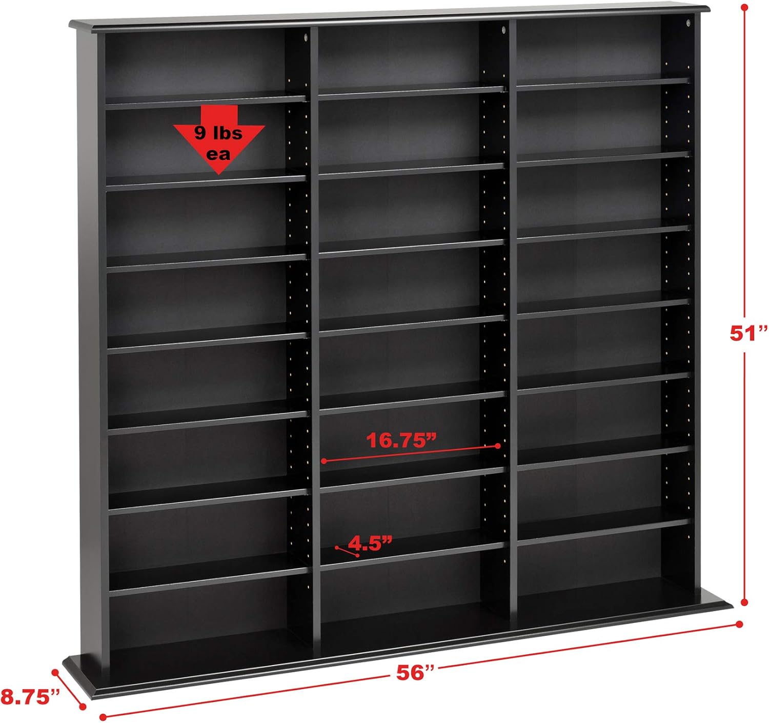 Prepac Triple Width Wall Storage Cabinet, Black