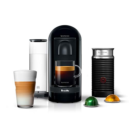 Nespresso Vertuo Plus Coffee and Espresso Maker by Breville, Ink Black with Aeroccino Milk Frother
