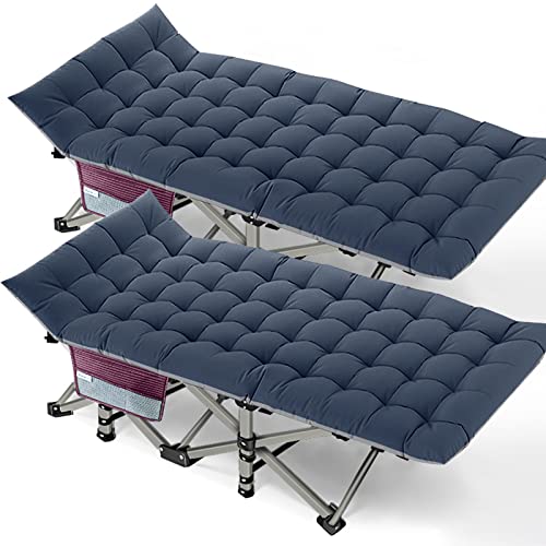 DoCred Folding Camping Cot with Mattress, 2 Pack Heavy Duty Folding Cot for Adults, Portable Sleeping Cot Bed Adults Outdoor Bed with Carry Bag
