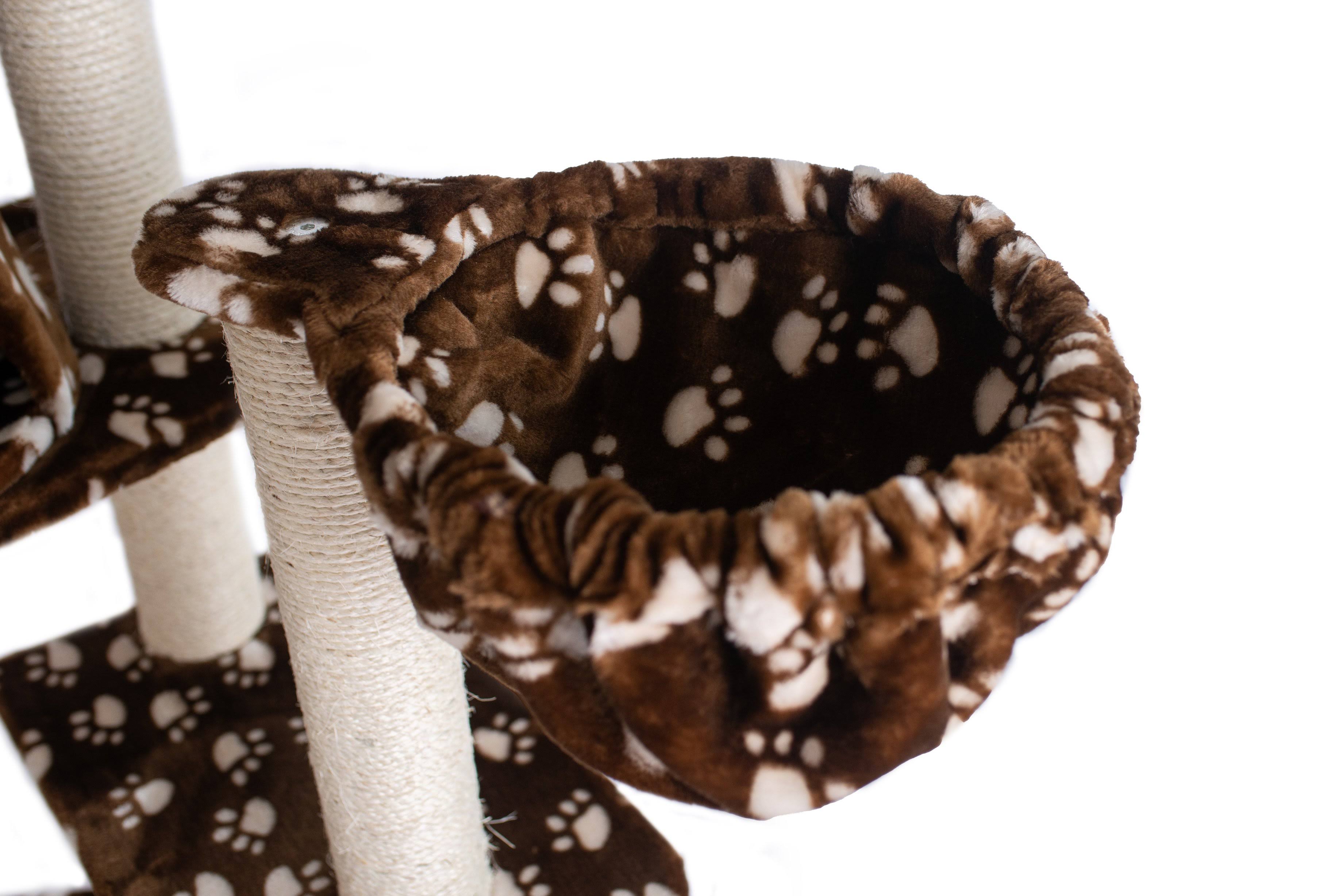 Armarkat 66-Inch Cat Tree, Saddle Brown/White Paw Print
