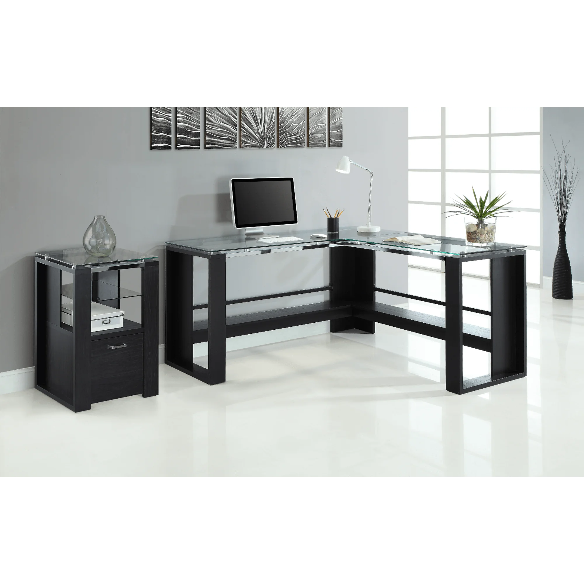 Whalen Jasper 60"W L-Shape Corner Desk, Espresso