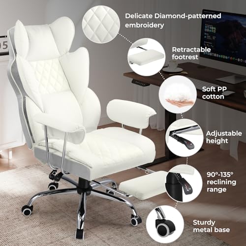 COMHOMA Big and Tall Office Chair, High Back Leather Gaming Chair with Footrest