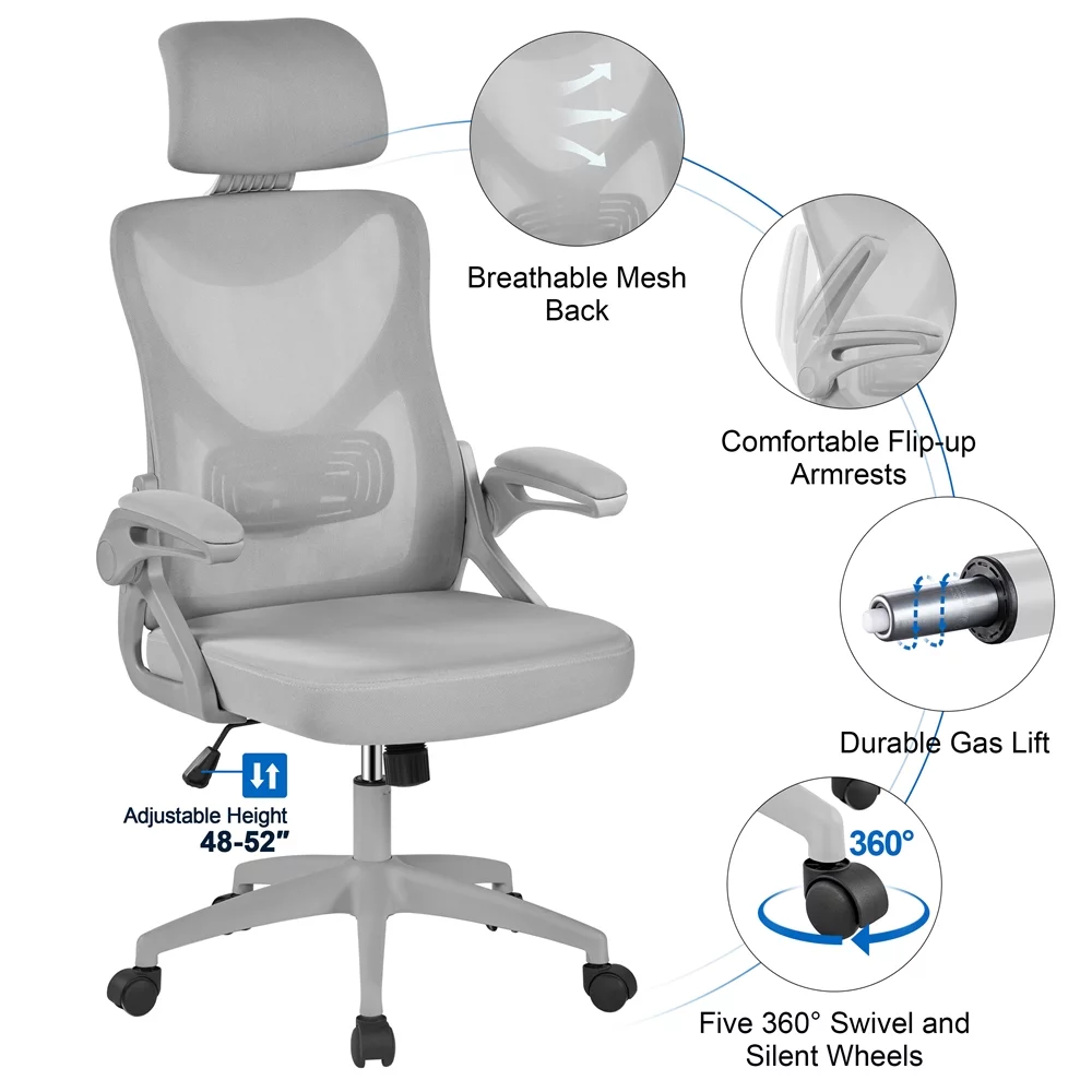Alden Design Ergonomic Mesh Office Chair with High Back, Black