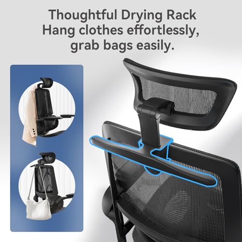 SIHOO M59AS Ergonomic Office Chair, Desk Chair with 3D Flip-up Armrests, Computer Chair with Dual Back Design and Adaptive Dynamic Lumbar Support