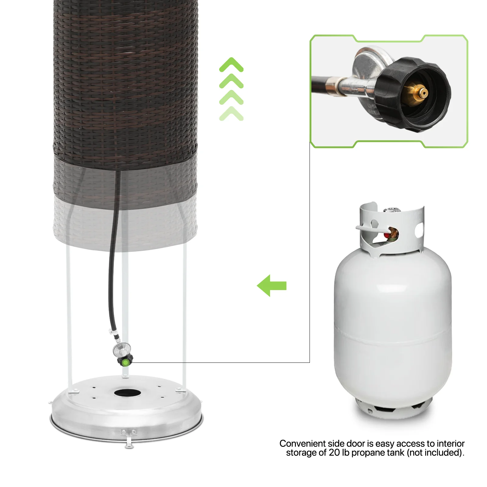 Magshion Outdoor Patio Heater, 41,000 BTU Gas Propane Heater, 80" Floor Standing Patio Heater with Wheels for Commercial & Residential, Brown