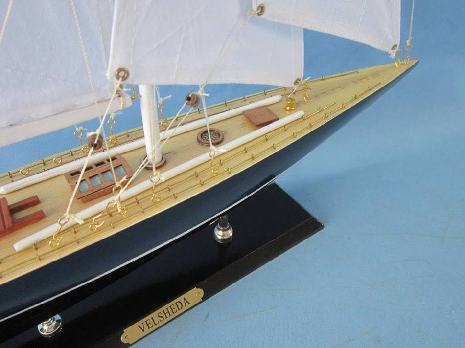 Hampton Nautical Velsheda 27 - Decorative Model Ship - J Yacht - Model Sailing Boat